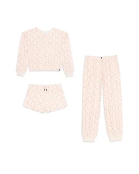 Girls' Brushed Jersey Top, Shorts & Pants Pajamas Set - Big Kid