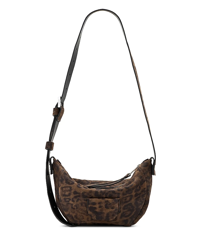 Allsaints Madea Leopard Print Suede Crossbody