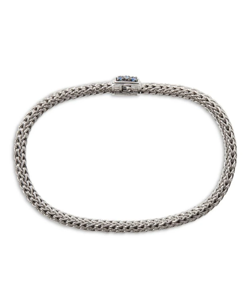 Classic Chain Sterling Silver Lava Bracelet with Blue Sapphire