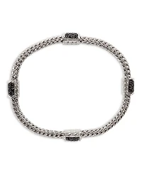 Sterling Silver Icon Bracelet with Pavé Black Sapphires, 5mm