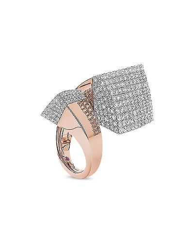 Roberto Coin 18K White & Rose Gold Sauvage Diamond Pave Statement Ring