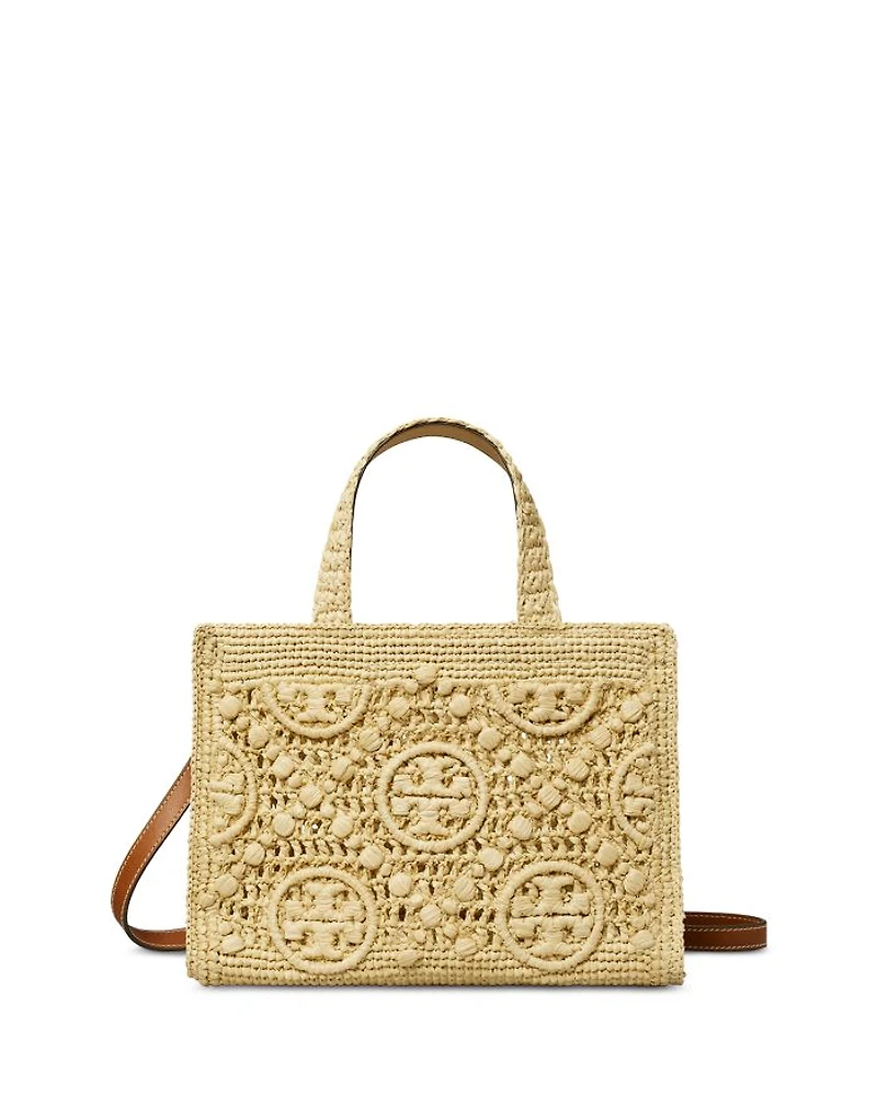T Monogram Raffia Square Tote