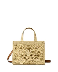 T Monogram Raffia Square Tote