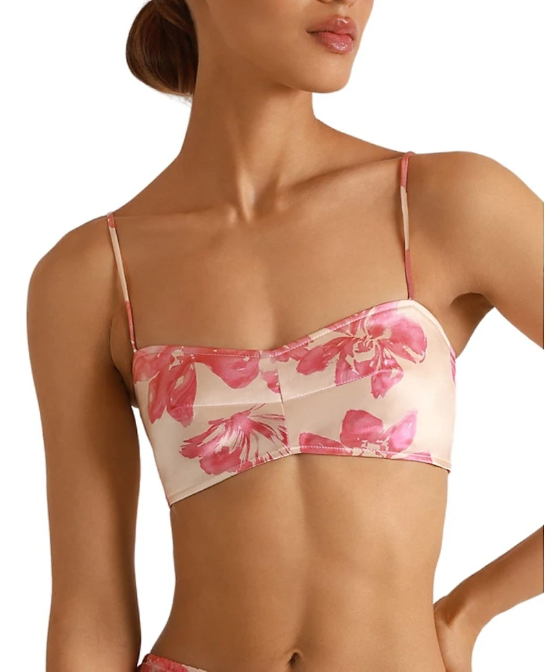 Kiki De Montparnasse Papillon Et Orchidee Silk Lounge Bandeau Top