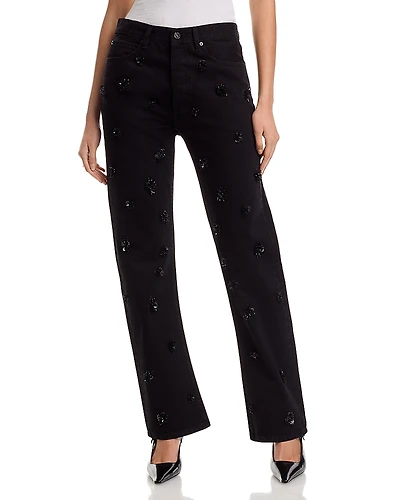 Frame The Embellished Vertical High Rise Jeans