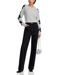 Floral Sleeve Cashmere Sweater - Exclusive