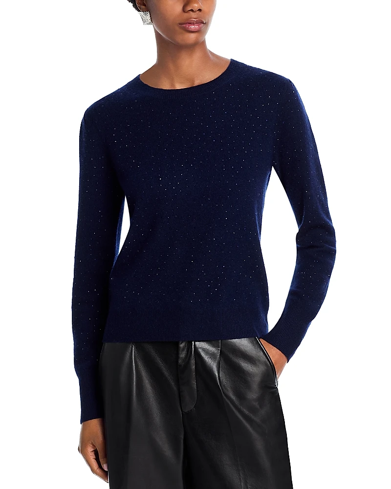Aqua 100% Cashmere Crystal Crewneck Sweater - Exclusive