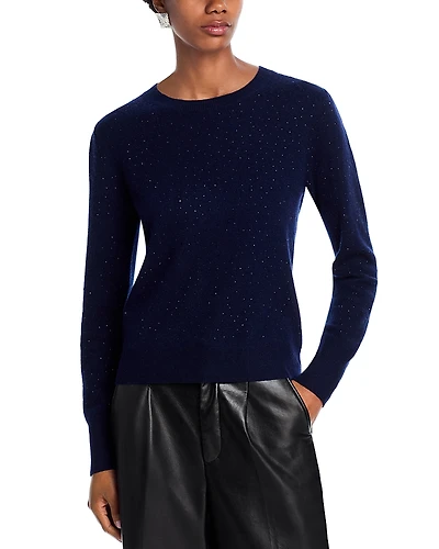 Aqua 100% Cashmere Crystal Crewneck Sweater - Exclusive