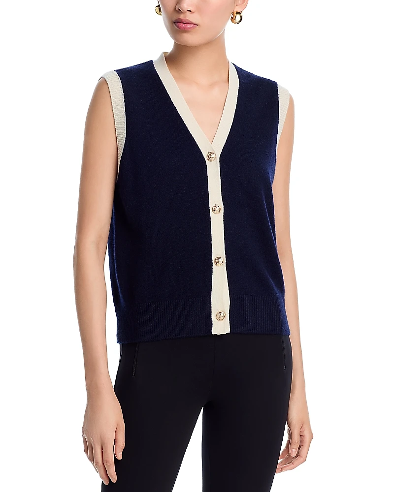 Aqua 100% Cashmere V Neck Sweater Vest - Exclusive