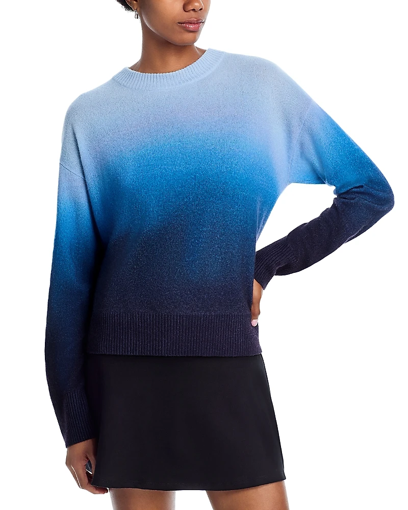 Aqua 100% Cashmere Brushed Ombre Crewneck Sweater - Exclusive