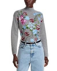 C by Bloomingdale's Cashmere Garden Floral Mock Neck Sweater - Exclusive