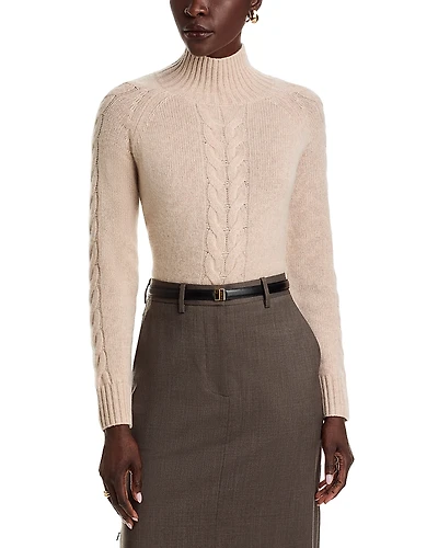 C by Bloomingdale's Cashmere Cable Mock Neck Sweater - Exclusive