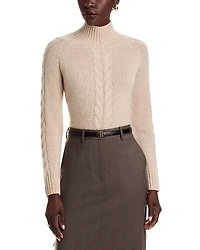 C by Bloomingdale's Cashmere Cable Mock Neck Sweater - Exclusive