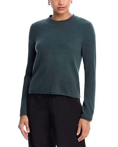 Aqua 100% Cashmere Rolled Edge Sweater - Exclusive
