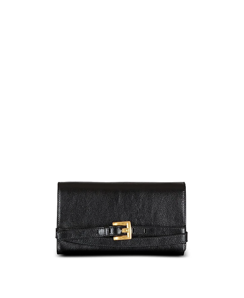 Balmain Crinkled Leather Wallet with Shuffle Chain