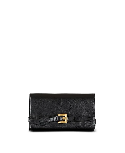 Balmain Crinkled Leather Wallet with Shuffle Chain