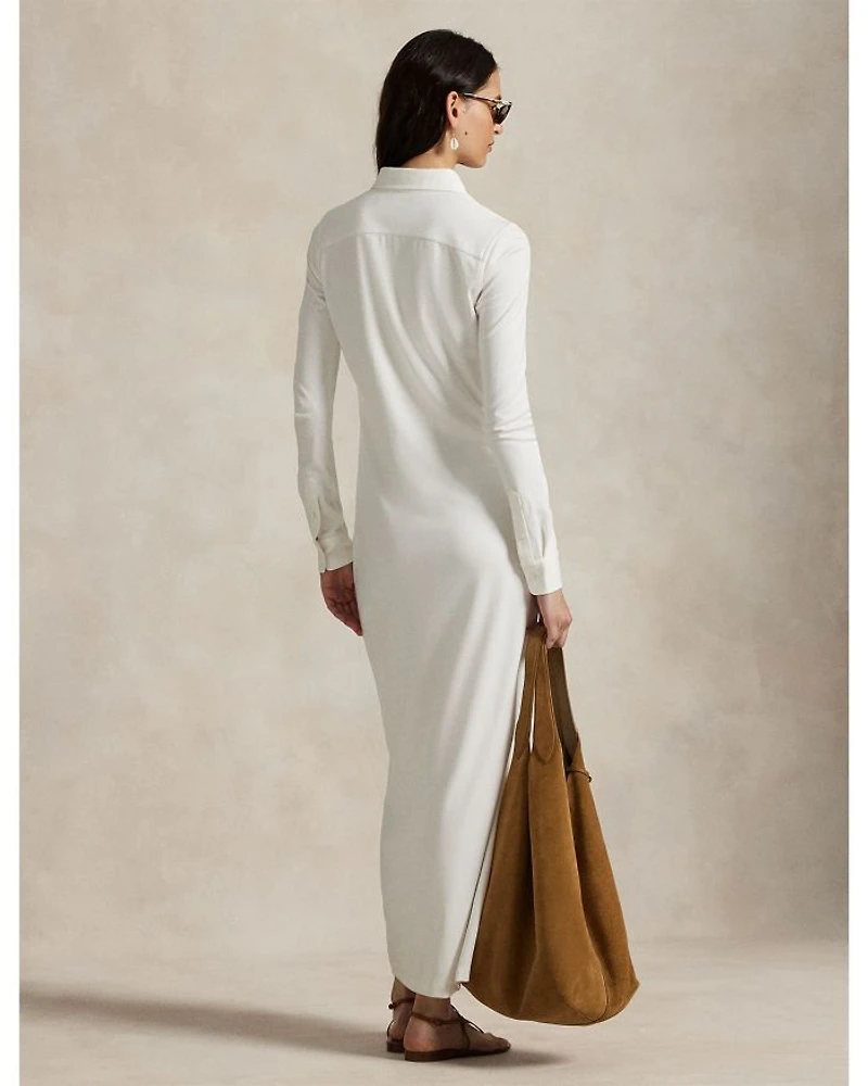 Buttoned Ponte Maxi Shirtdress