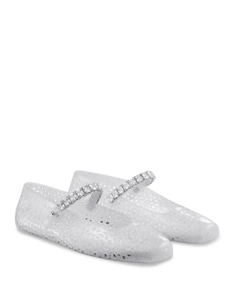 Women's The Jelly Transparent Crystal Ballet Flats