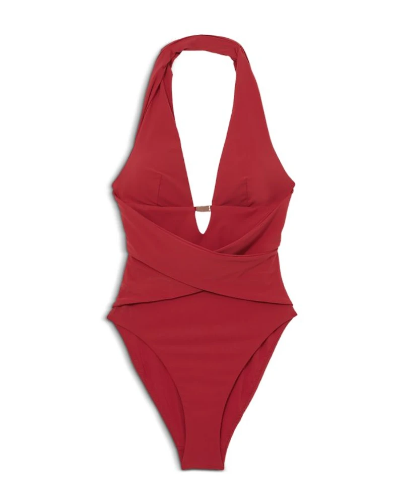 Plunge V Neck One Piece Swimsuit