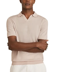 Reiss Duchie Merino Wool Open Collar Polo