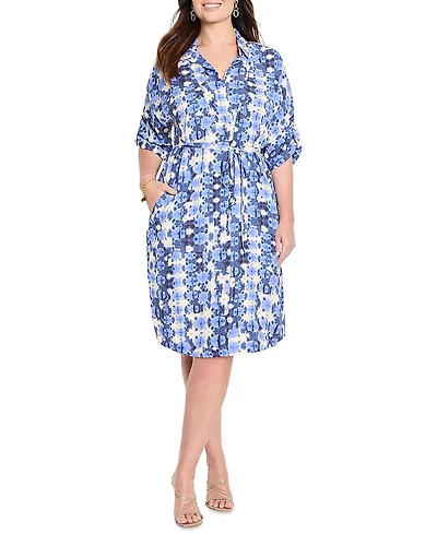 Nic+Zoe Plus Shibori Stone Belted Dress