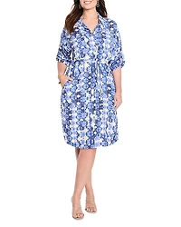 Nic+Zoe Plus Shibori Stone Belted Dress