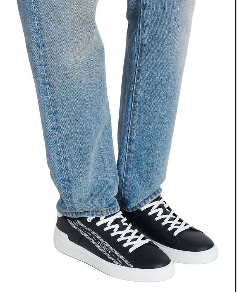 Men's B-Court Printed Calfskin Trainers Sneakers