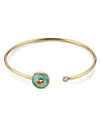 18K Yellow Gold Diamond & Amazonite Interlocking Flex Bracelet