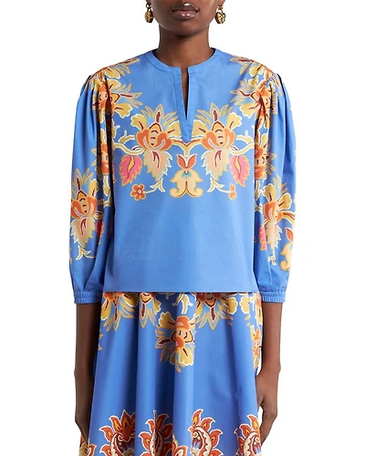 Paisley Split Neck Blouse