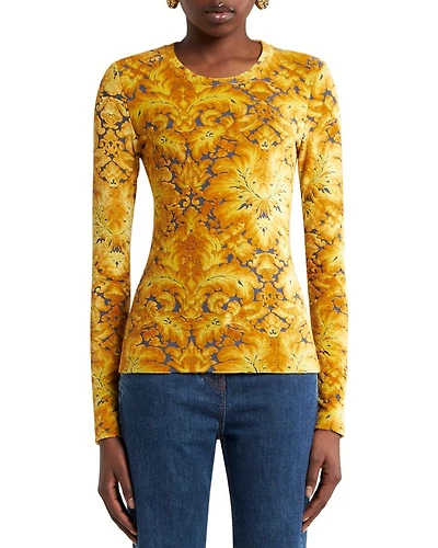 Printed Long Sleeve Jersey Top