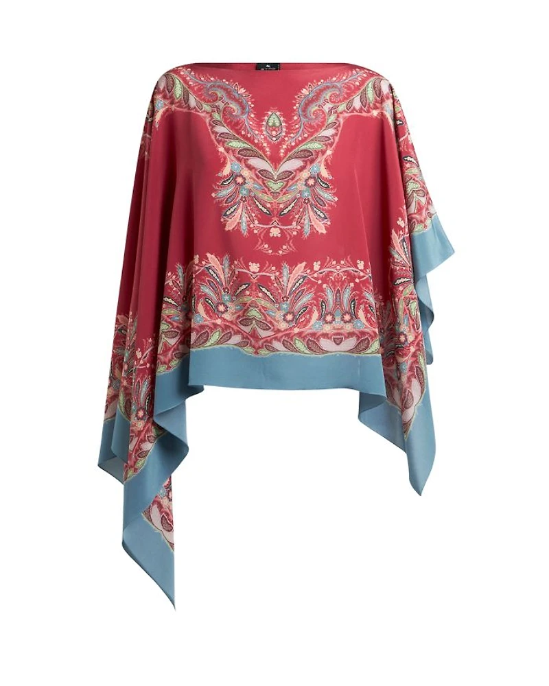 Asymmetrical Silk Poncho