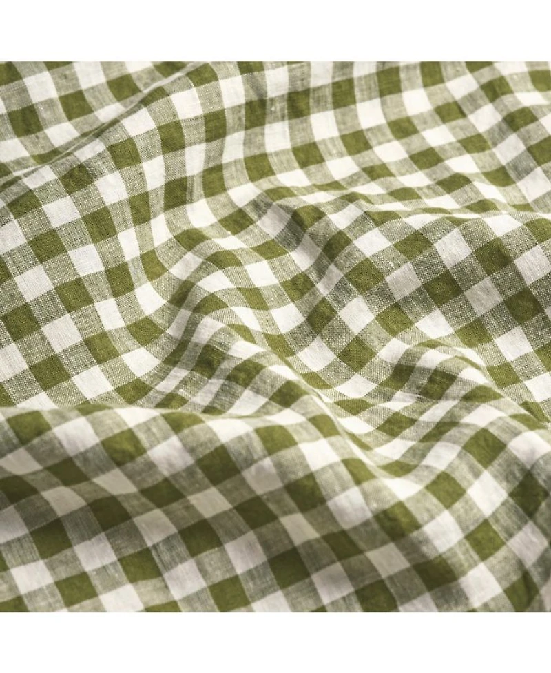 Gingham Linen Blend Fitted Sheet