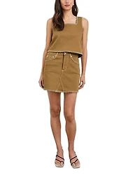 Carbon Square Neck Contrast Stitch Top