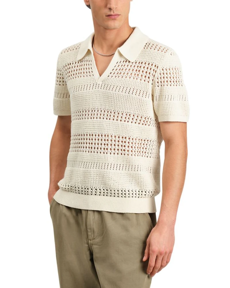 Siena Striped Open Knit Polo Sweater