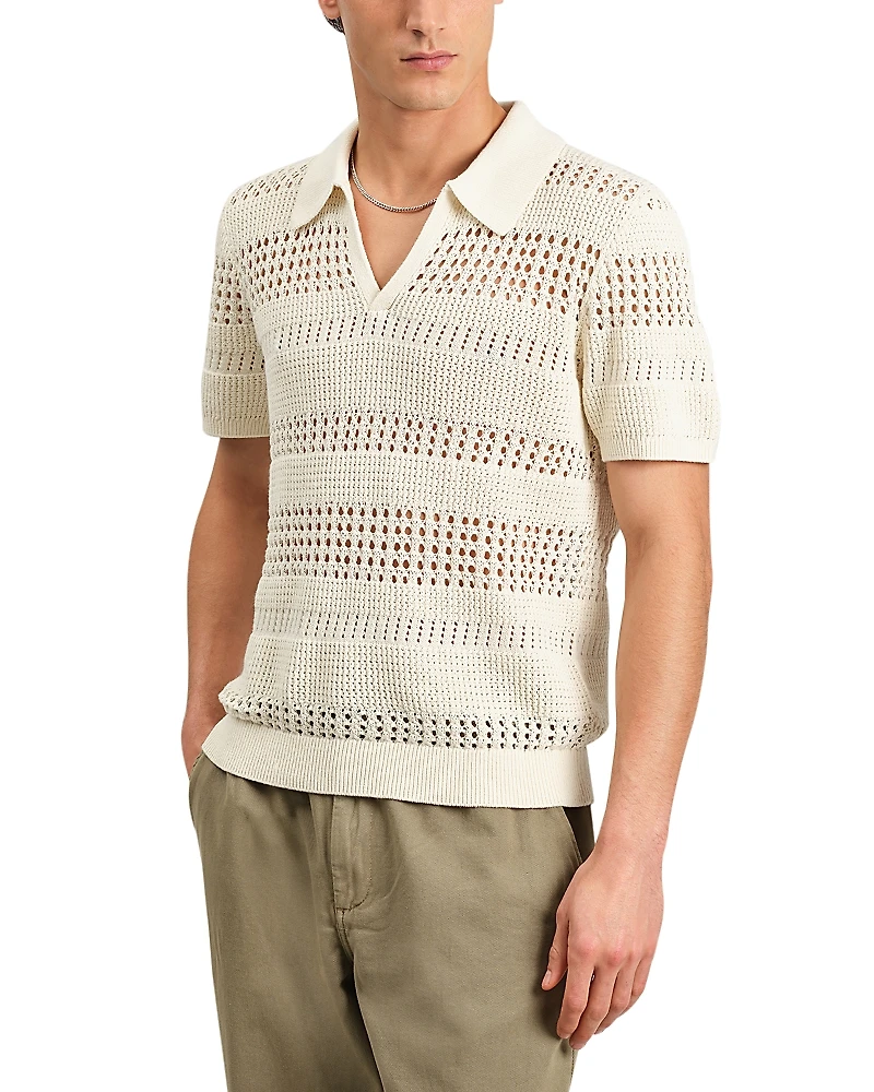Wax London Siena Striped Open Knit Polo Sweater