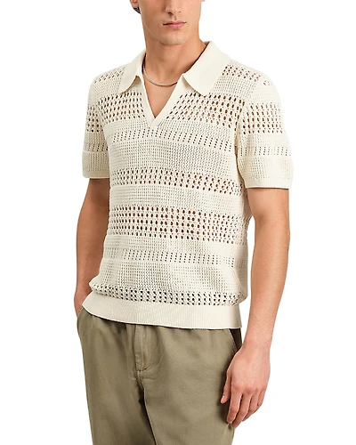 Wax London Siena Striped Open Knit Polo Sweater
