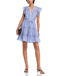 Aqua Ric Rac Flutter Sleeve Mini Dress - Exclusive