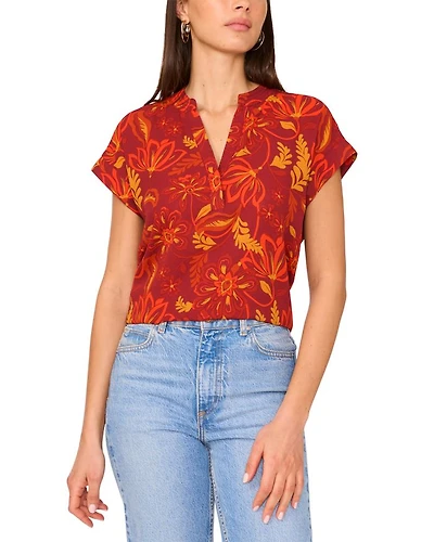 V Neck Front Placket Blouse