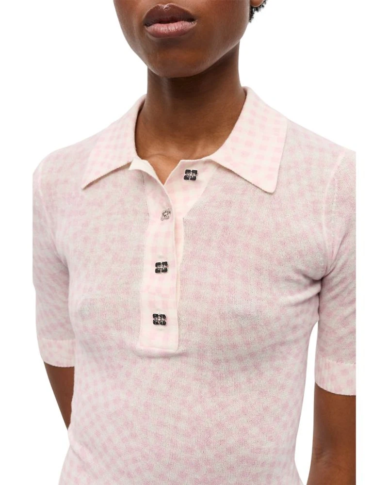 Sheer Printed Polo Shirt