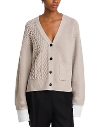3.1 Phillip Lim Cable Knit V Neck Boyfriend Cardigan