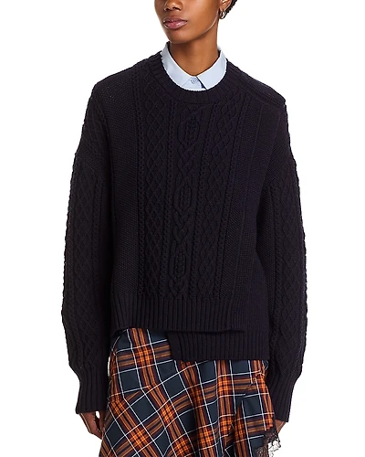 3.1 Phillip Lim Cable Knit Double Layer Wool Sweater