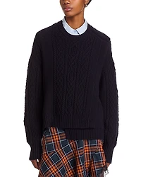 3.1 Phillip Lim Cable Knit Double Layer Wool Sweater