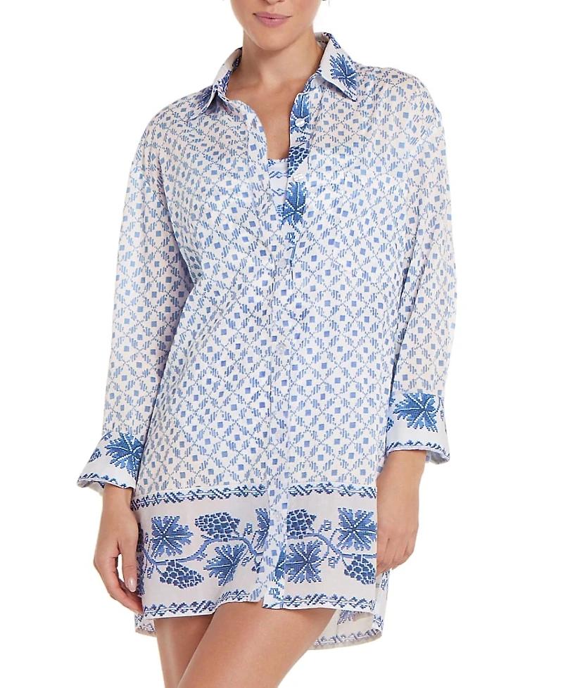 Hermoza Marie Button Front Collared Shirt Dress