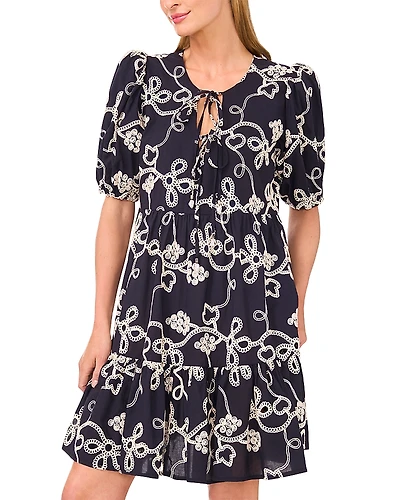 CeCe Tie Front Tiered Dress