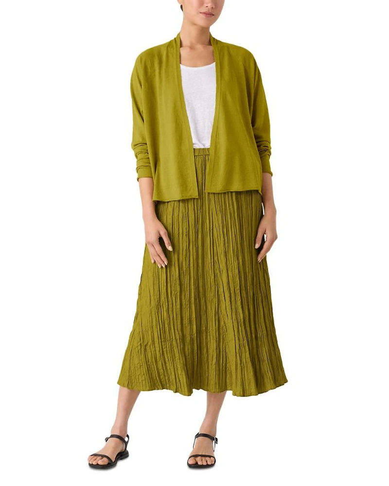 Linen Cotton Jersey High Collar Cardigan