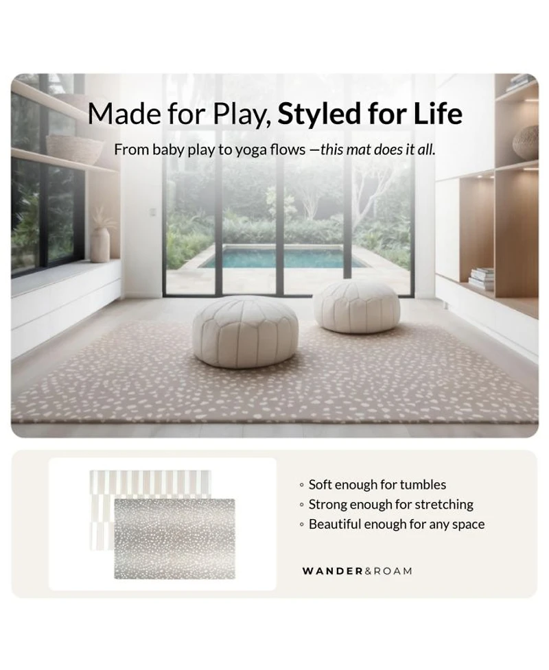 Reversible Baby Playmat - Antelope + Stripe Design – Soft, Non-Toxic Foam – Waterproof, Easy to Clean