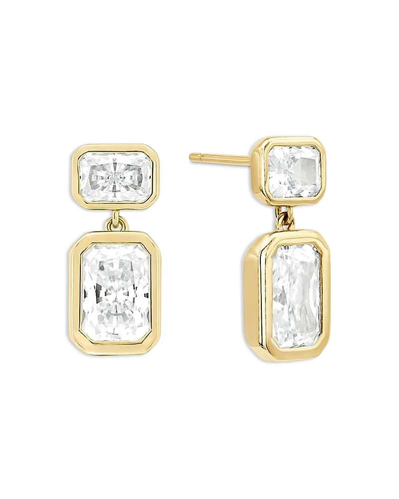 Shashi Baguette Cubic Zirconia Drop Earrings