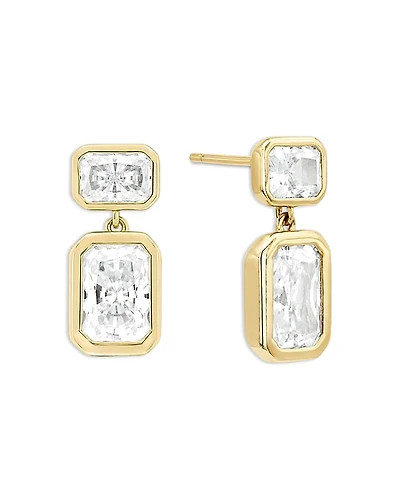 Shashi Baguette Cubic Zirconia Drop Earrings