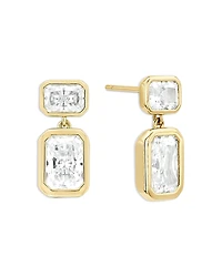 Shashi Baguette Cubic Zirconia Drop Earrings