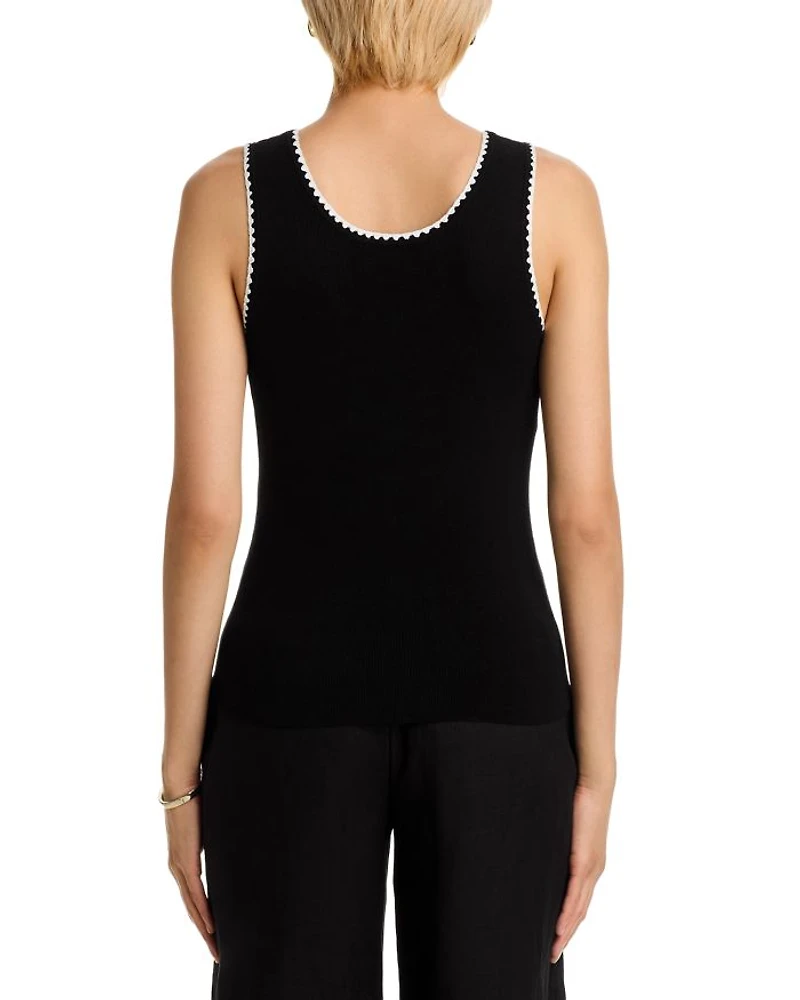 Sleeveless Scoop Neck Whipstitch Sweater